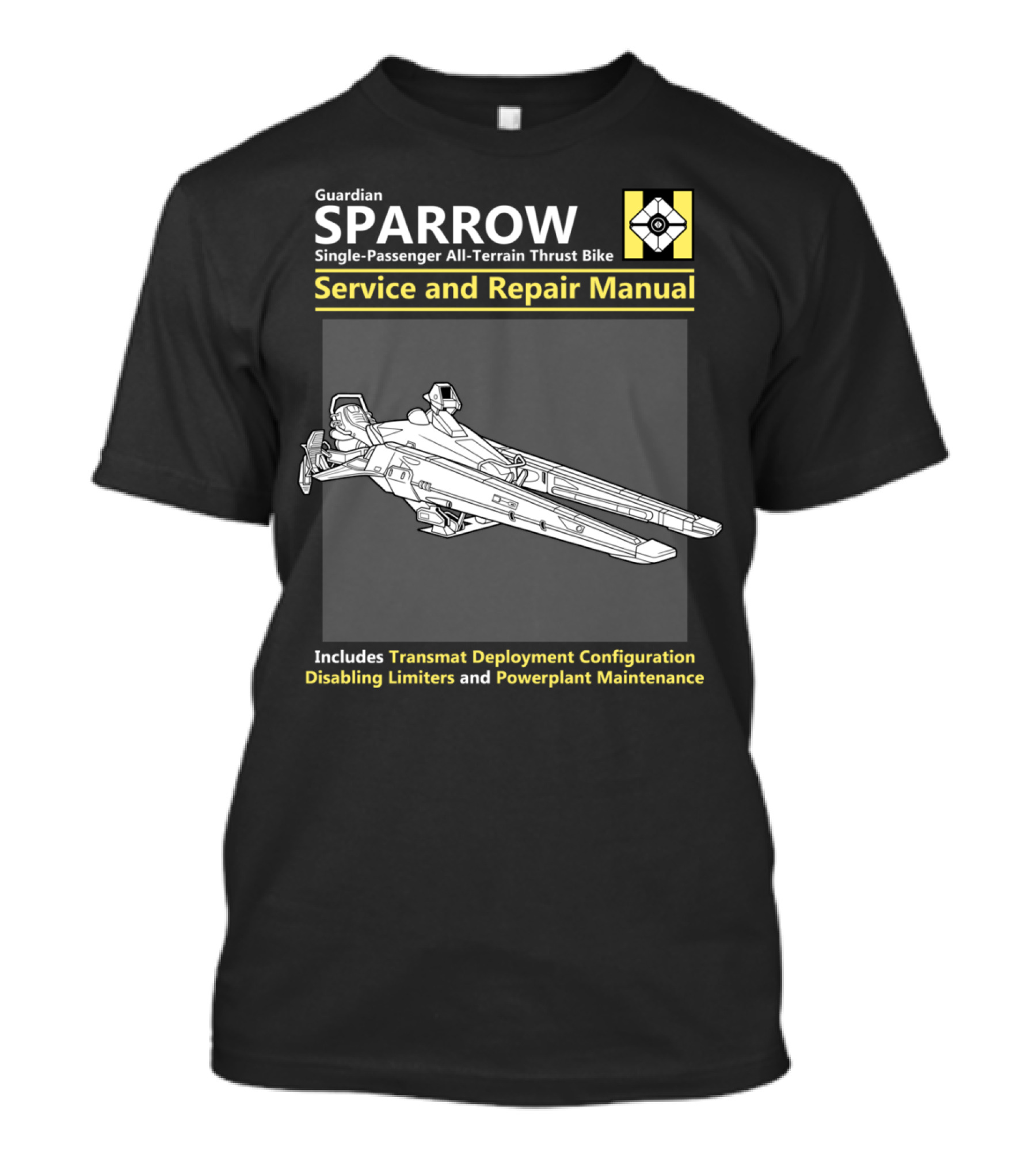 Guardian Sparrow Single-Passenger All-Terrain Thrust Bike Service And Repair Manual Transmat Deployment Configuration Disabling Limiters Powerplant Maintenance T-Shirt