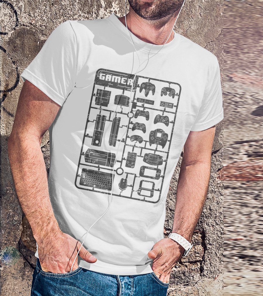 Gamer Parts Controllers Console Keyboard Mouse Gaming Gear Assembly T-Shirt