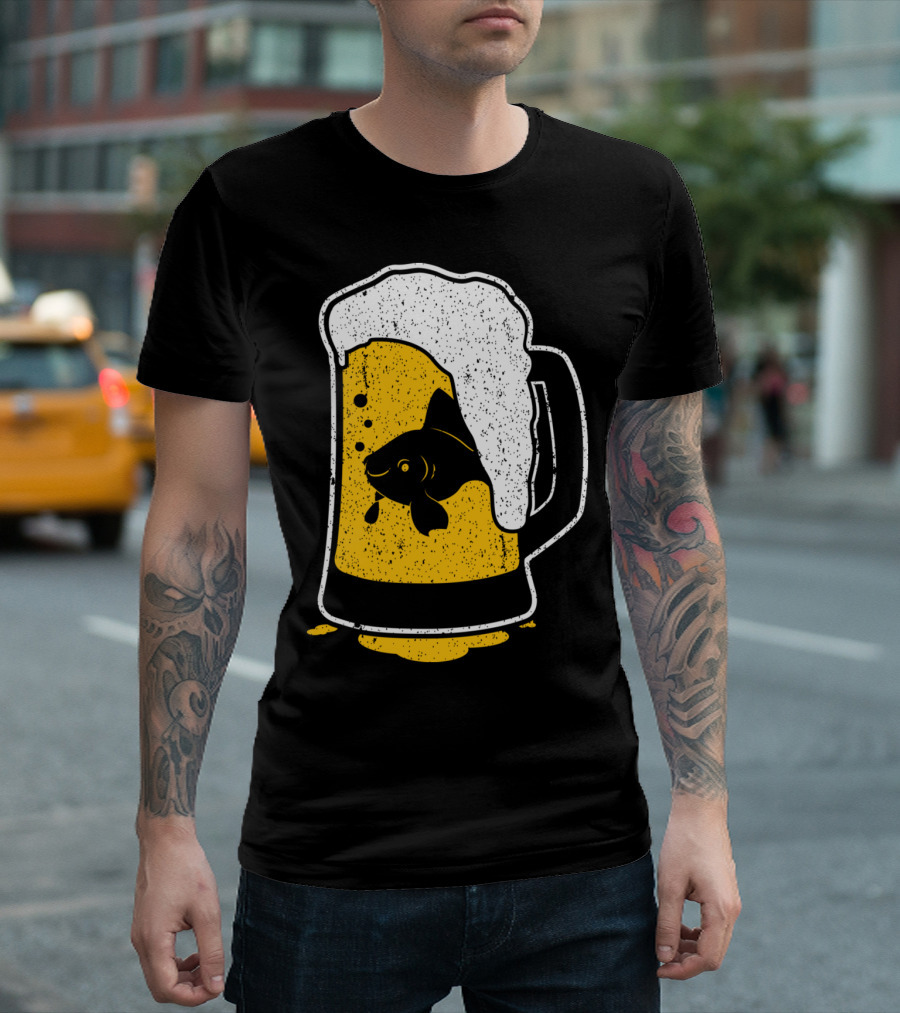 Drunk As A Fish Goldfish in Beer Mug T-Shirt