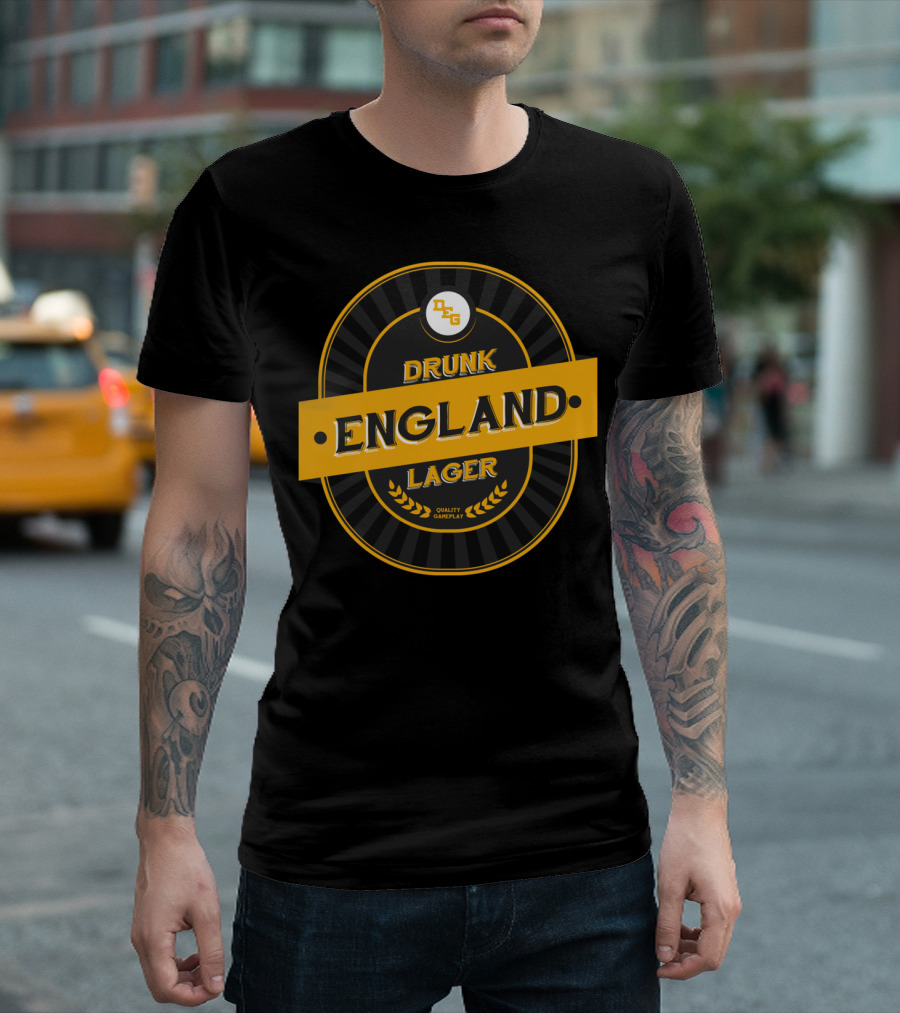Drunk England Lager Quality Gameplay D2G T-Shirt