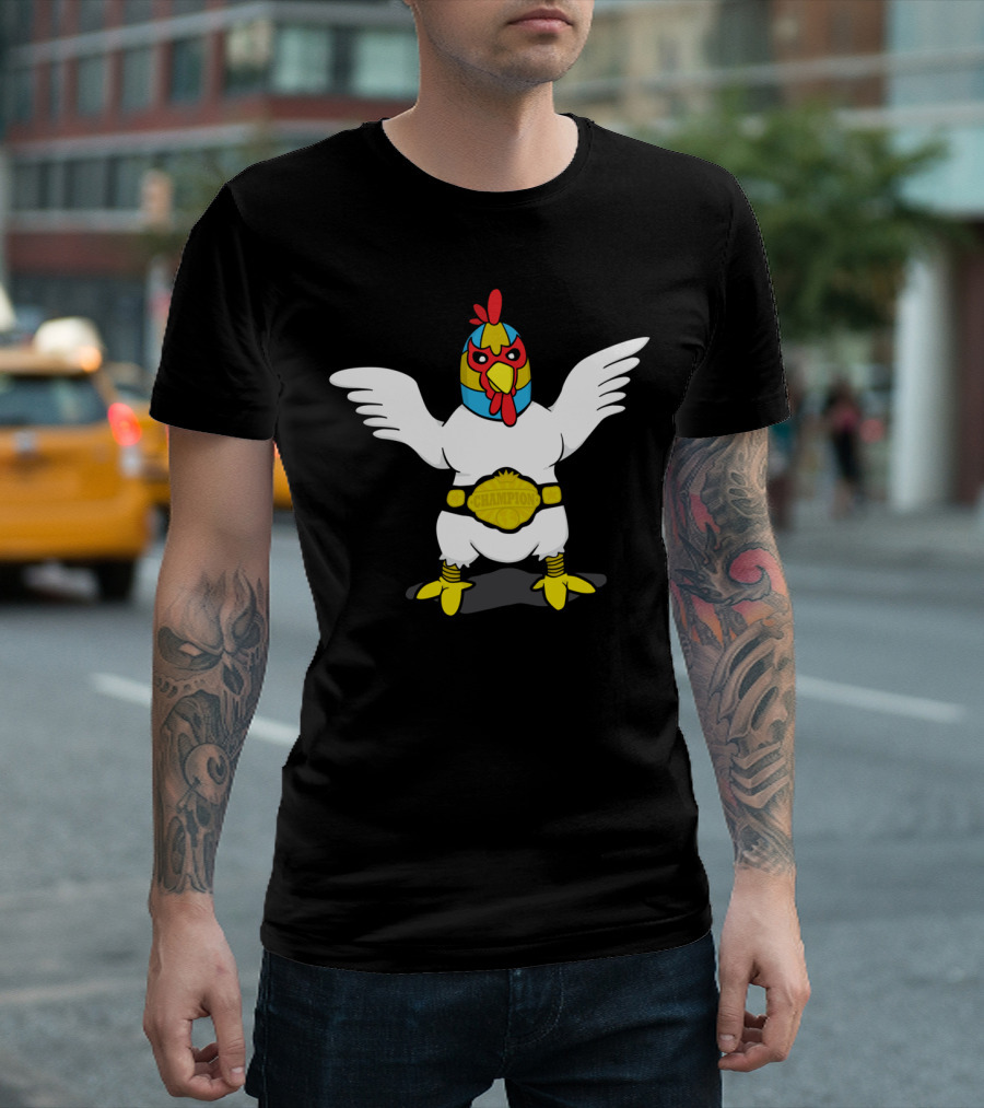 Fighting Chicken Champion Belt Luchador T-Shirt