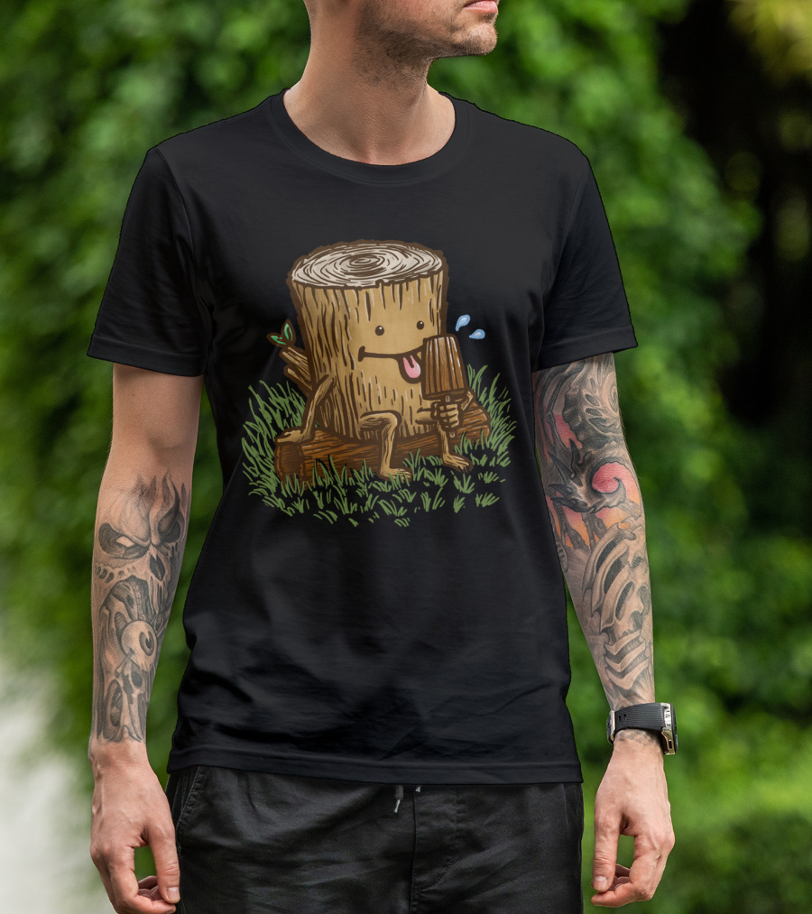 The Popsicle Log Enjoying A Chocolate Treat On Grass T-Shirt