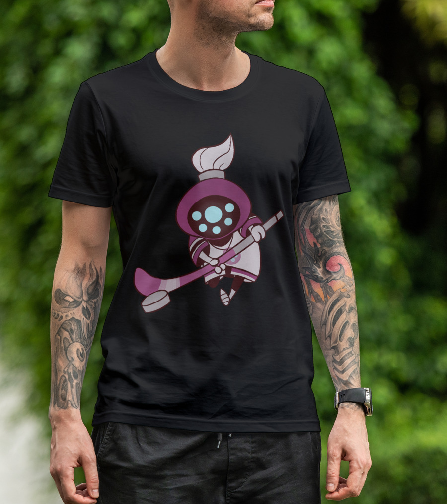 Mighty Jax Faded Hockey Masked Character With Hockey Stick T-Shirt