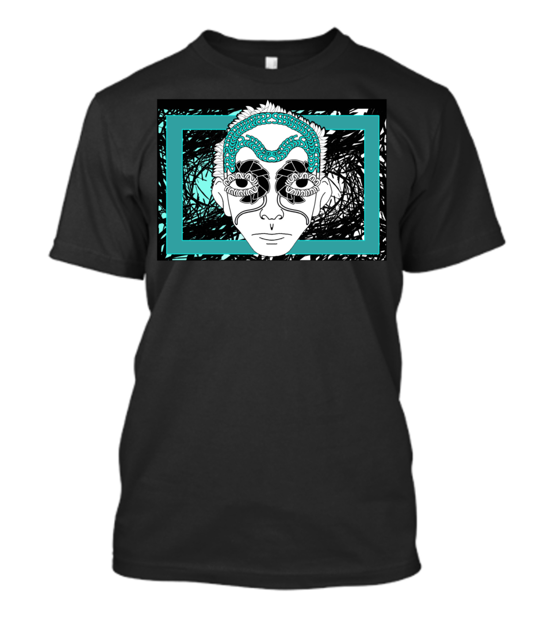 The Man Abstract Face Design With Turquoise Patterns T-Shirt