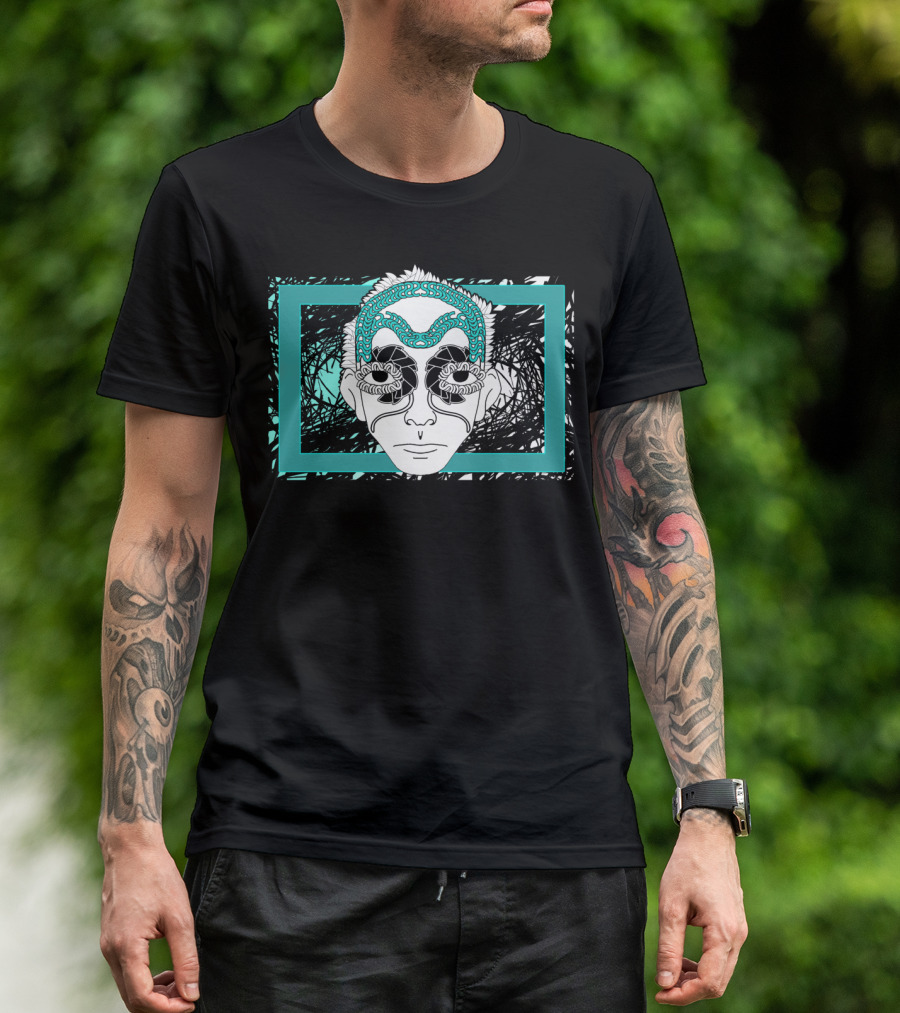The Man Abstract Face Design With Turquoise Patterns T-Shirt