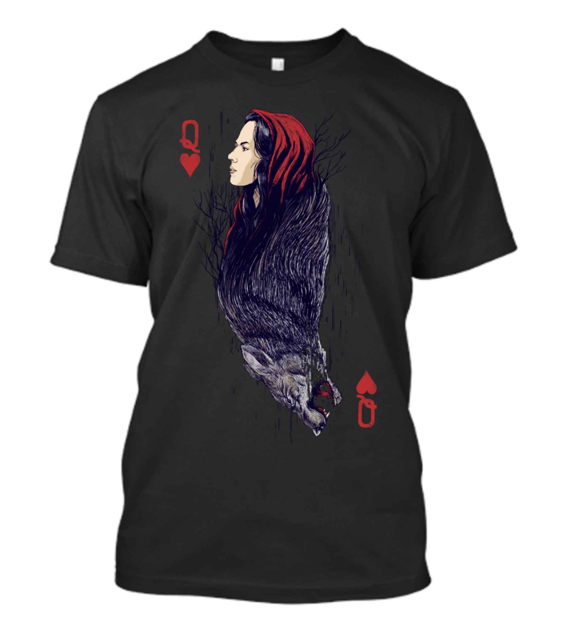 Queen Of Hearts Red Riding Hood Wolf Dualism T-Shirt