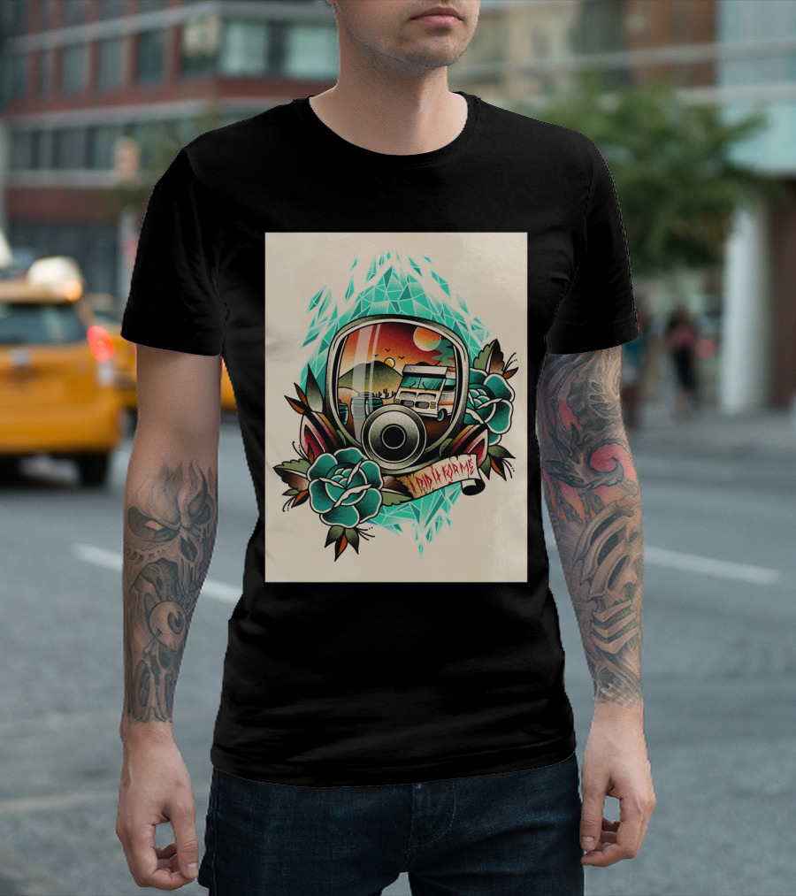 I Did It For Me Retro RV Adventure Sun Desert Scene Floral Art Deco T-Shirt