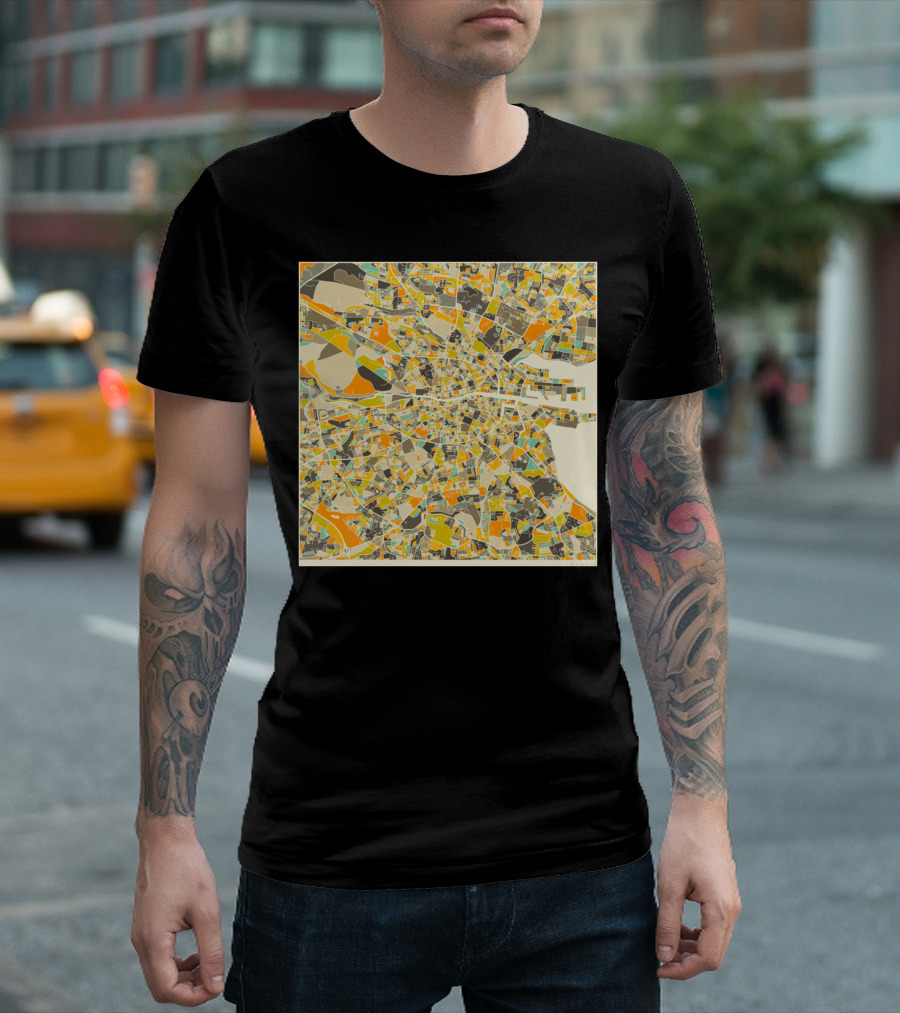 Dublin Map Colorful Urban Layout T-Shirt