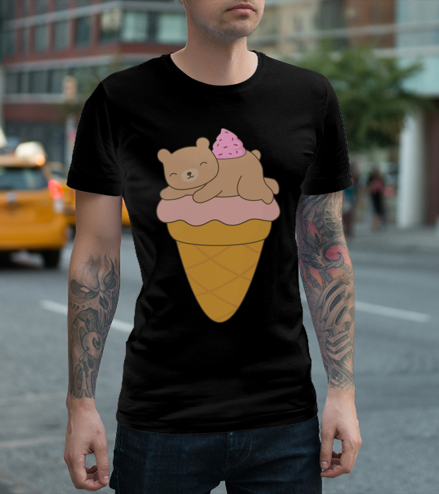 Kawaii Cute Ice Cream Cone Bear Bliss T-Shirt