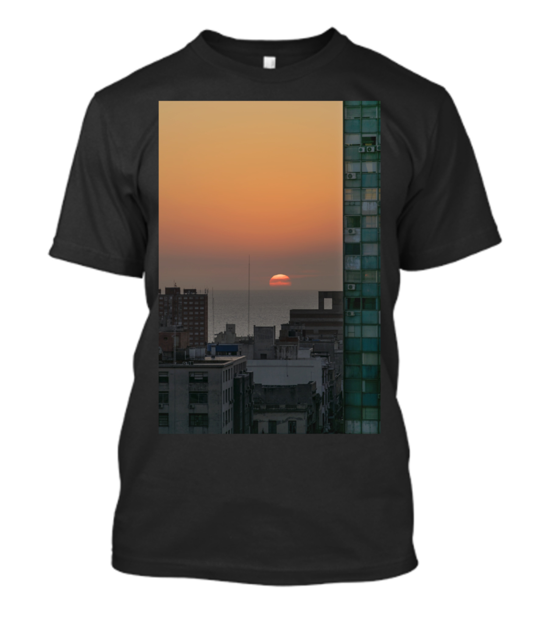 Aerial View Of Sunset At The River In The City Skyline T-Shirt