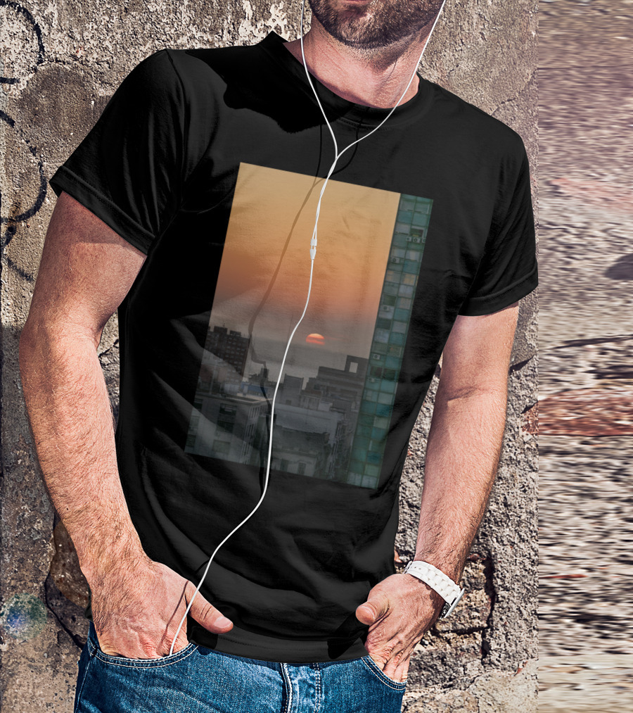 Aerial View Of Sunset At The River In The City Skyline T-Shirt