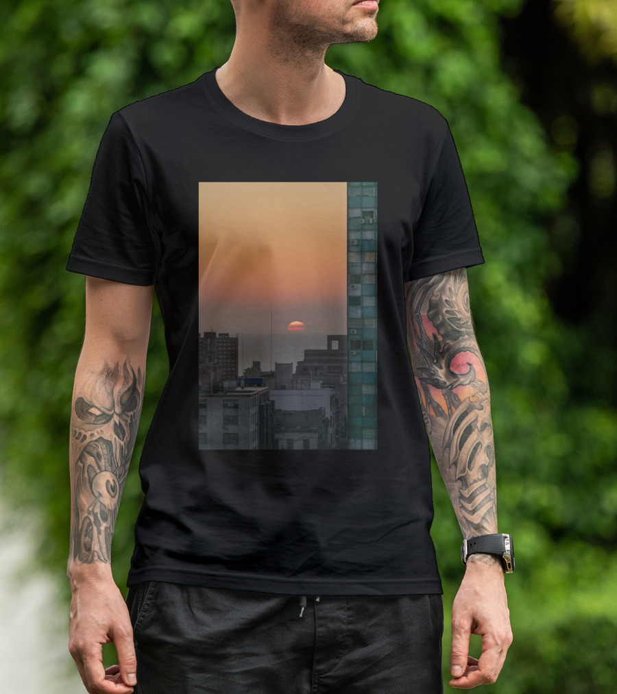 Aerial View Of Sunset At The River In The City Skyline T-Shirt