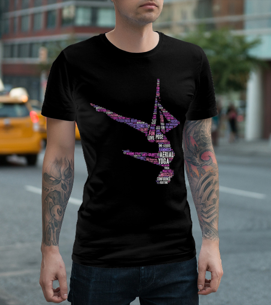 Aerial Yoga Focus Strength Flexibility Anti-Gravity Pose T-Shirt