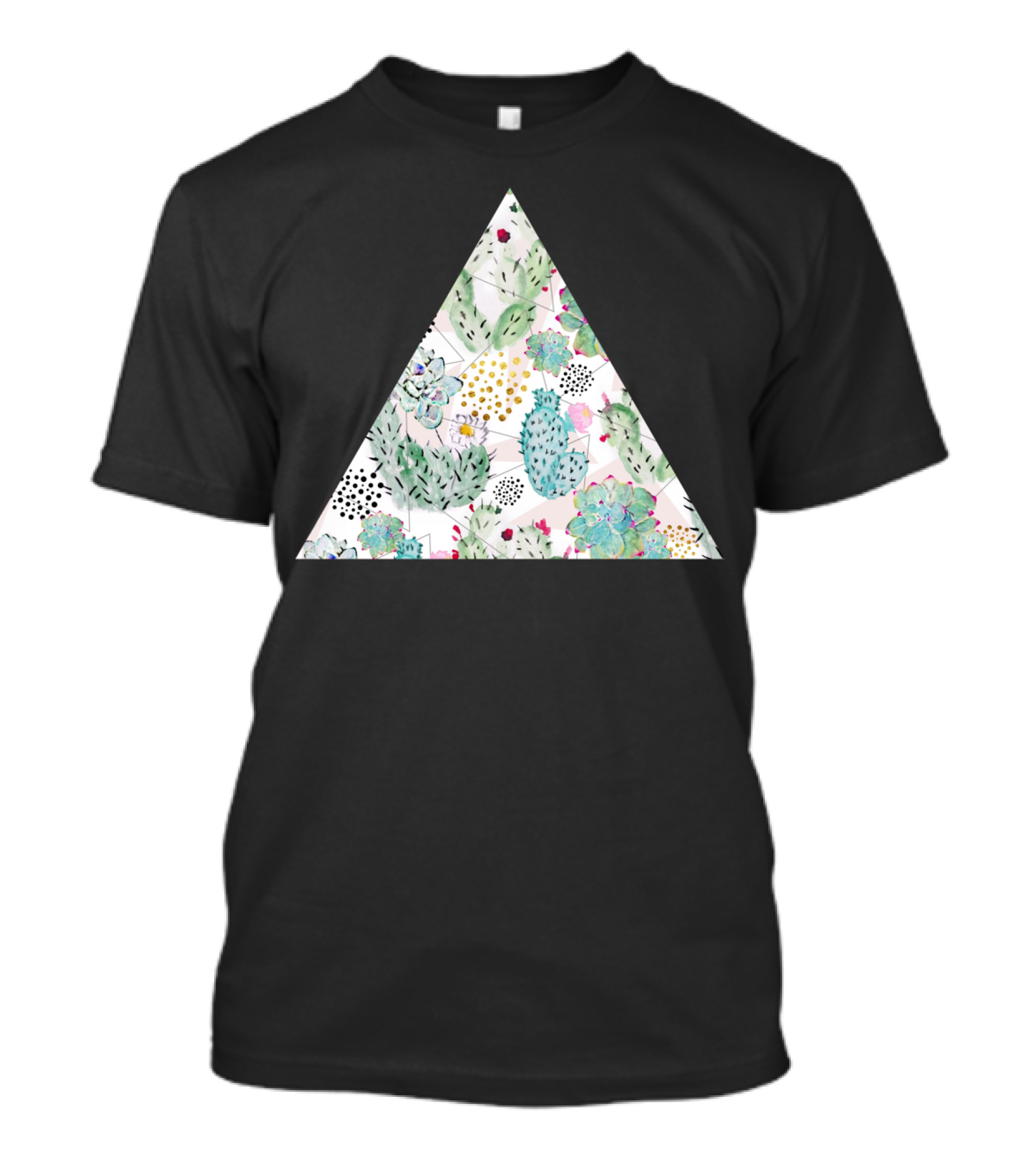 Modern Triangles Hand Painted Cactus T-Shirt