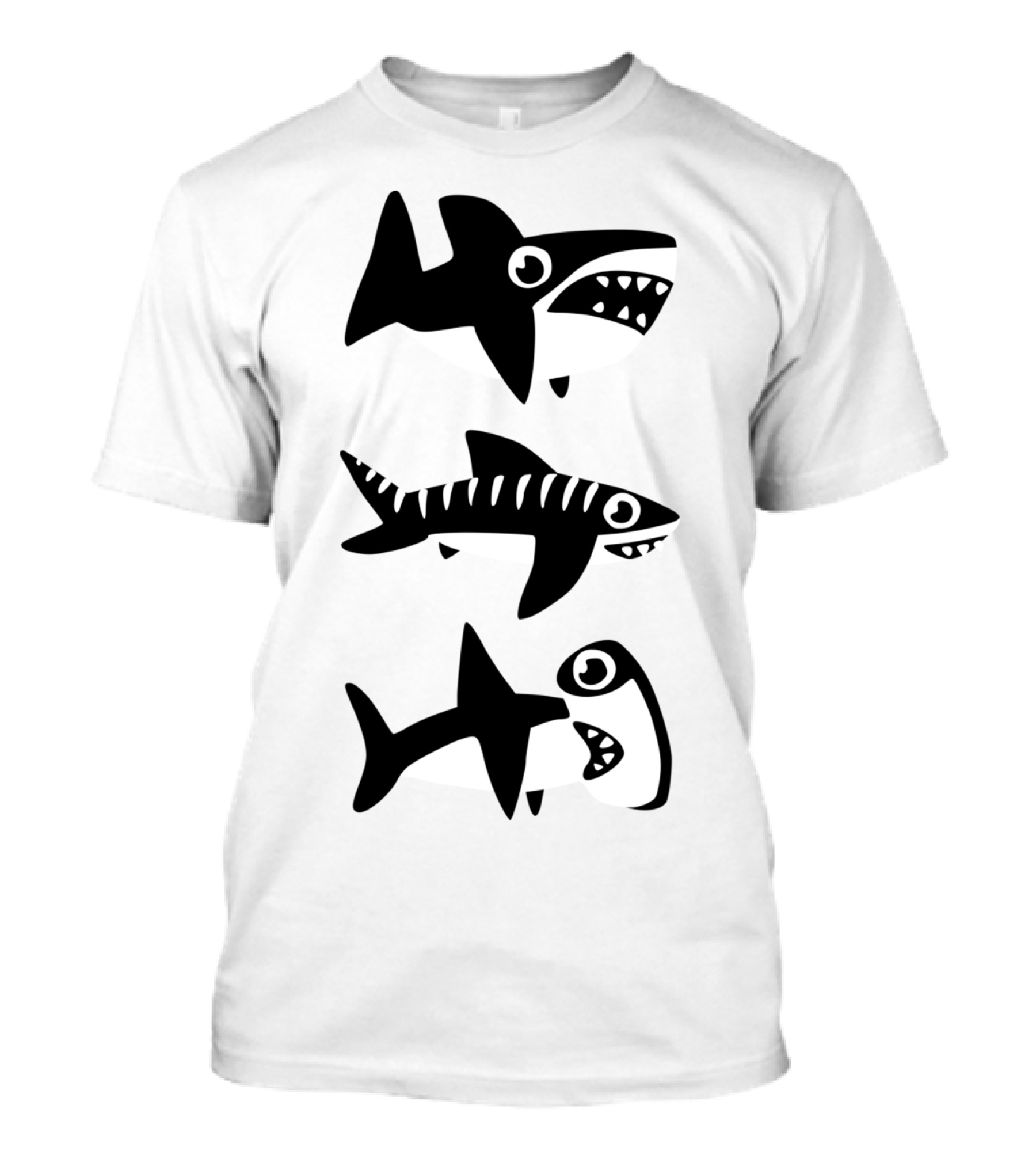 Dumb Sharks Cartoon Trio T-Shirt