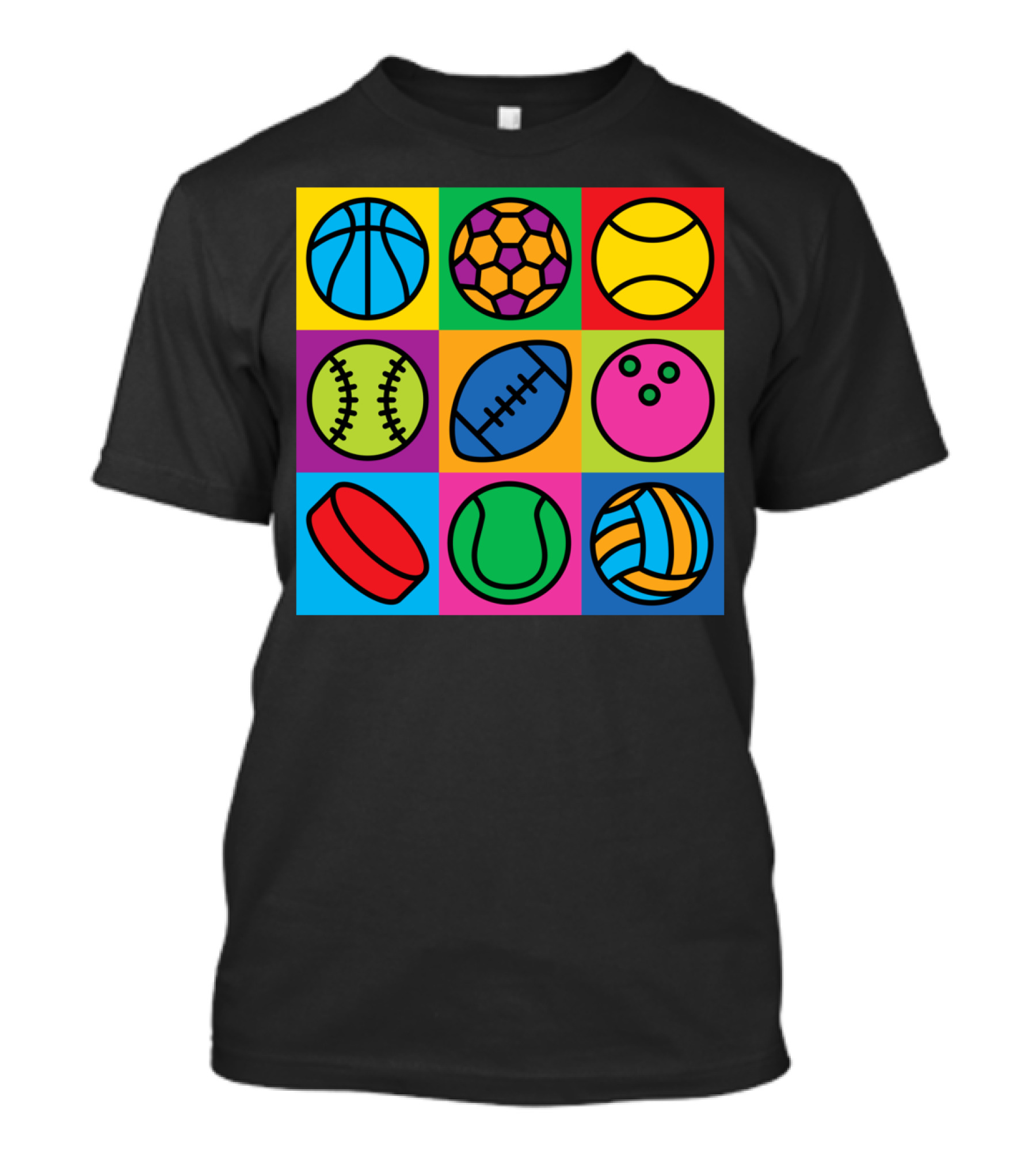 Pop Art Basketball Soccer Tennis Baseball Football Bowling Hockey Volleyball T-Shirt