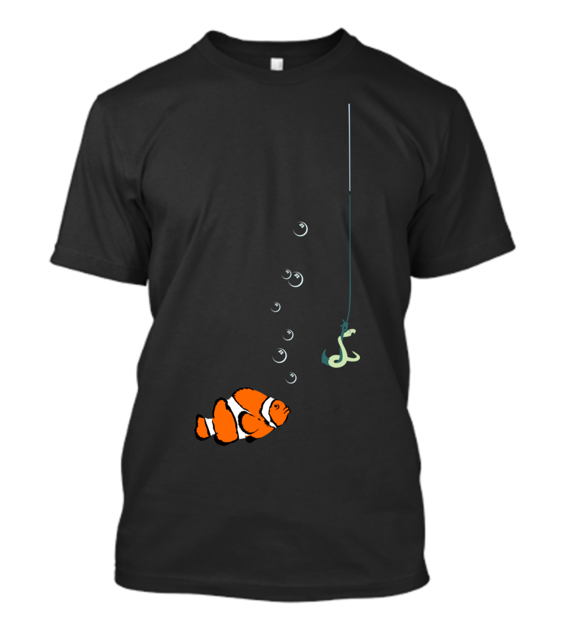 Clown Fish Temptation With Fishing Hook And Bubbles VDS2 T-Shirt