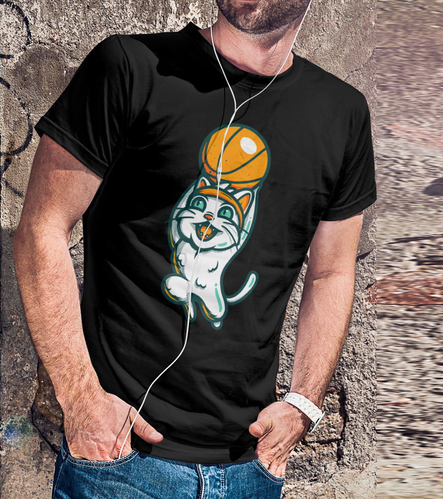 Cat Basketball Dunking Fun T-Shirt