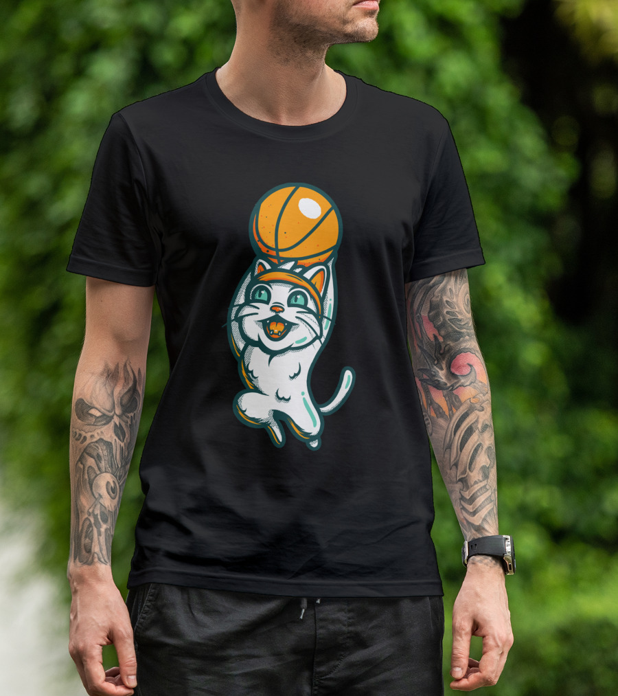 Cat Basketball Dunking Fun T-Shirt