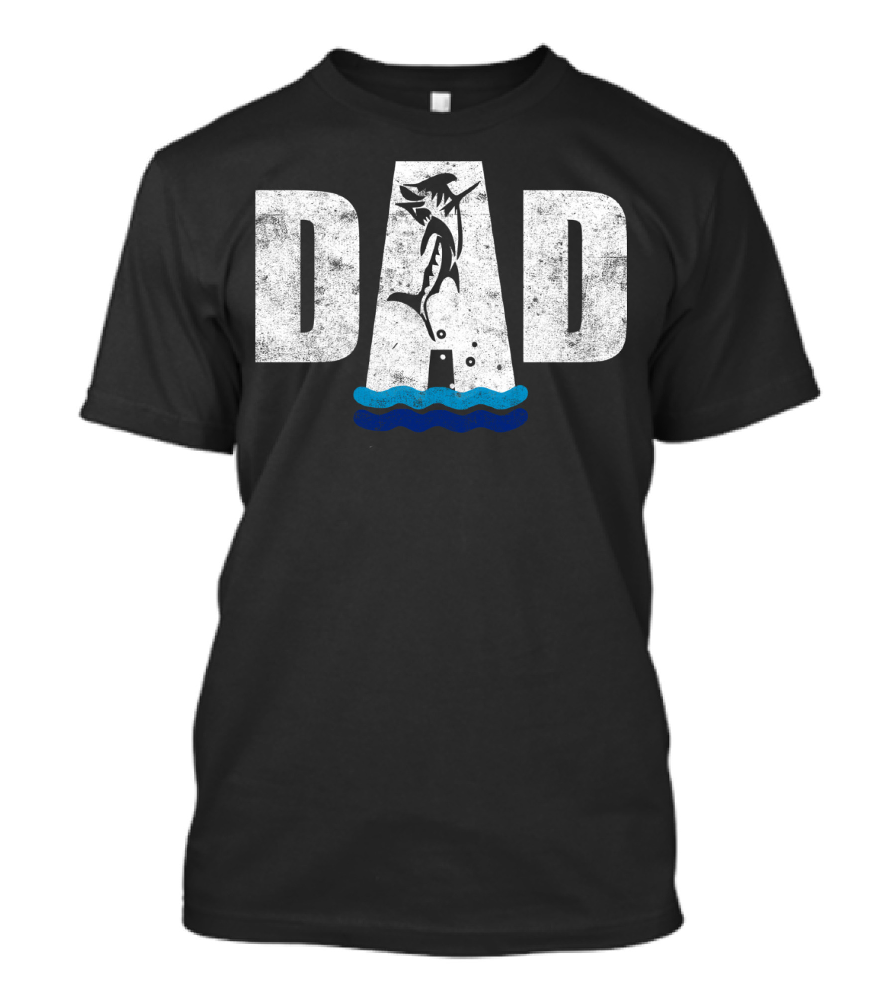 Dad Marlin Fishing Ocean Waves T-Shirt