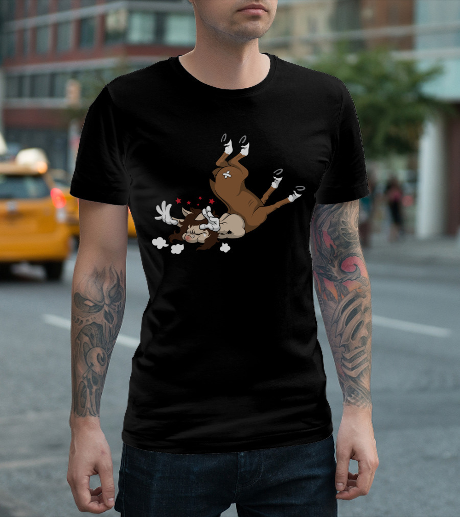 Clumsy Centaur Topsy-Turvy Fall with Stars and Bandages T-Shirt