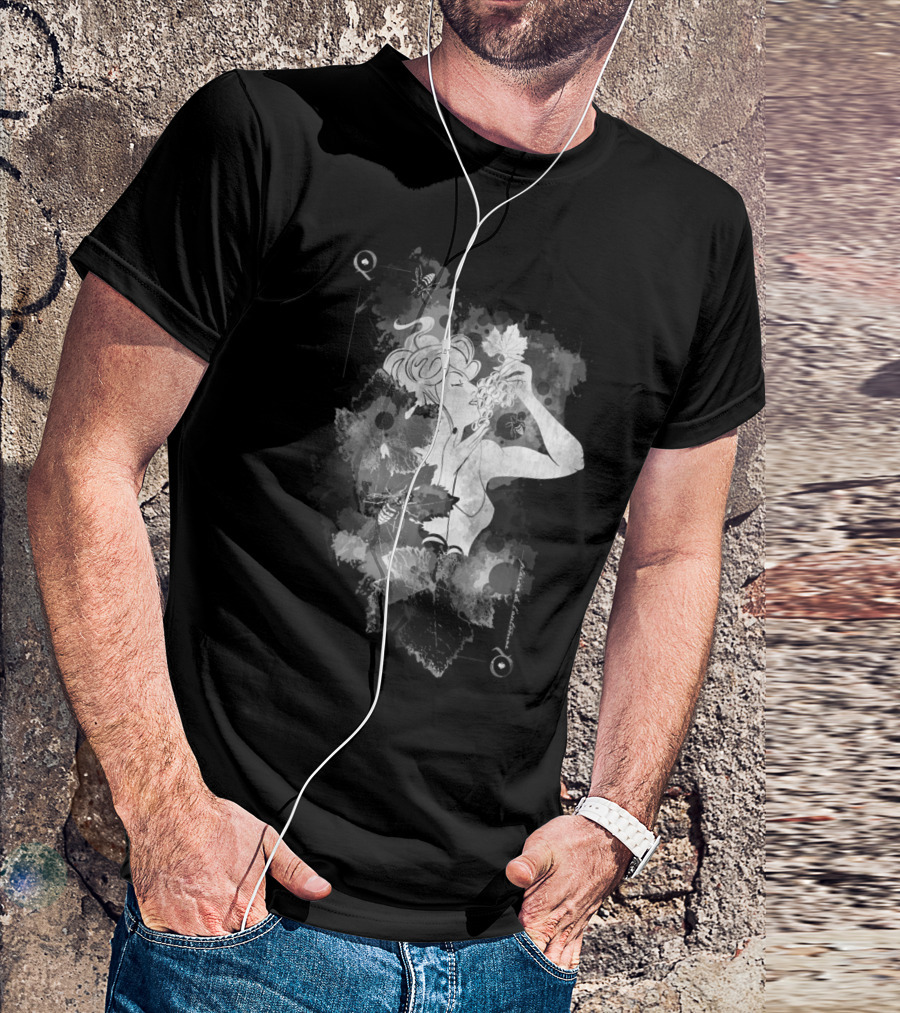 Autumn Delight Grapes And Leaves Colors Monochrome Art Nouveau T-Shirt