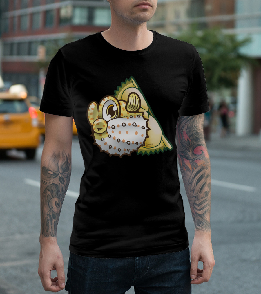 Durian Pufferfish Cartoon Style Fusion T-Shirt