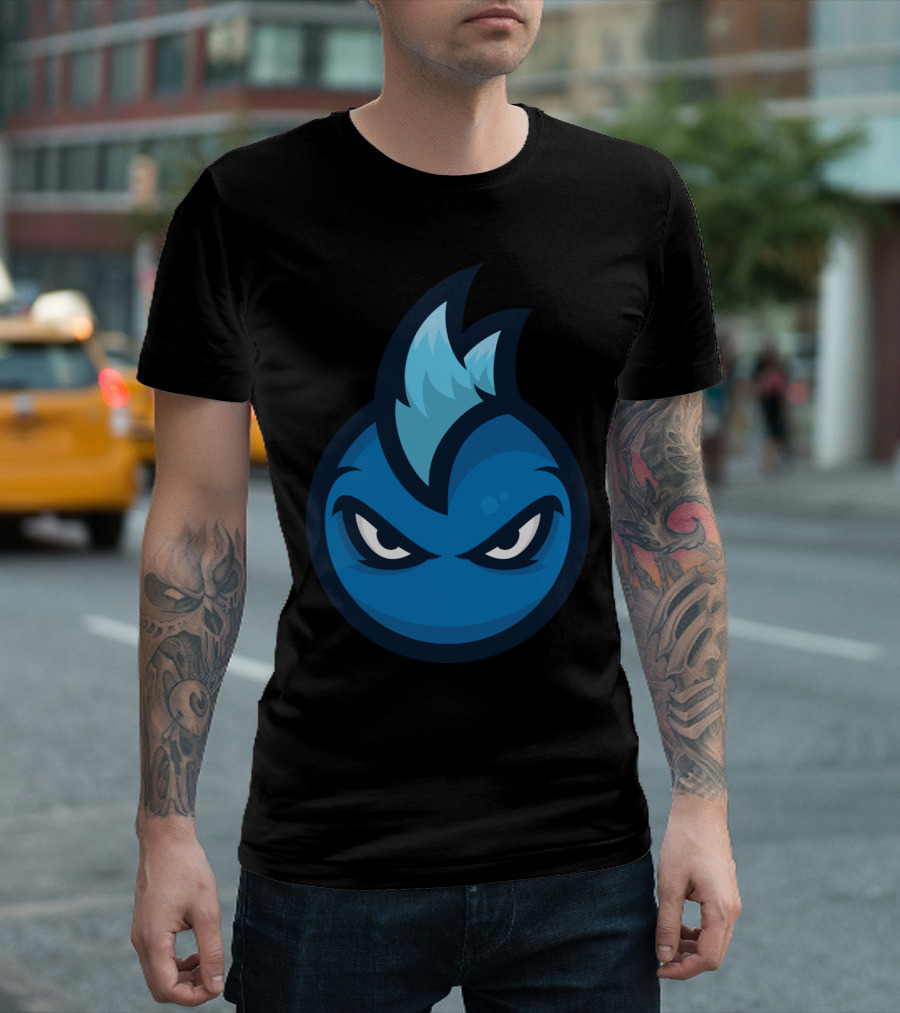 Mohawk Man Brand Only Blue Face with Intense Eyes T-Shirt