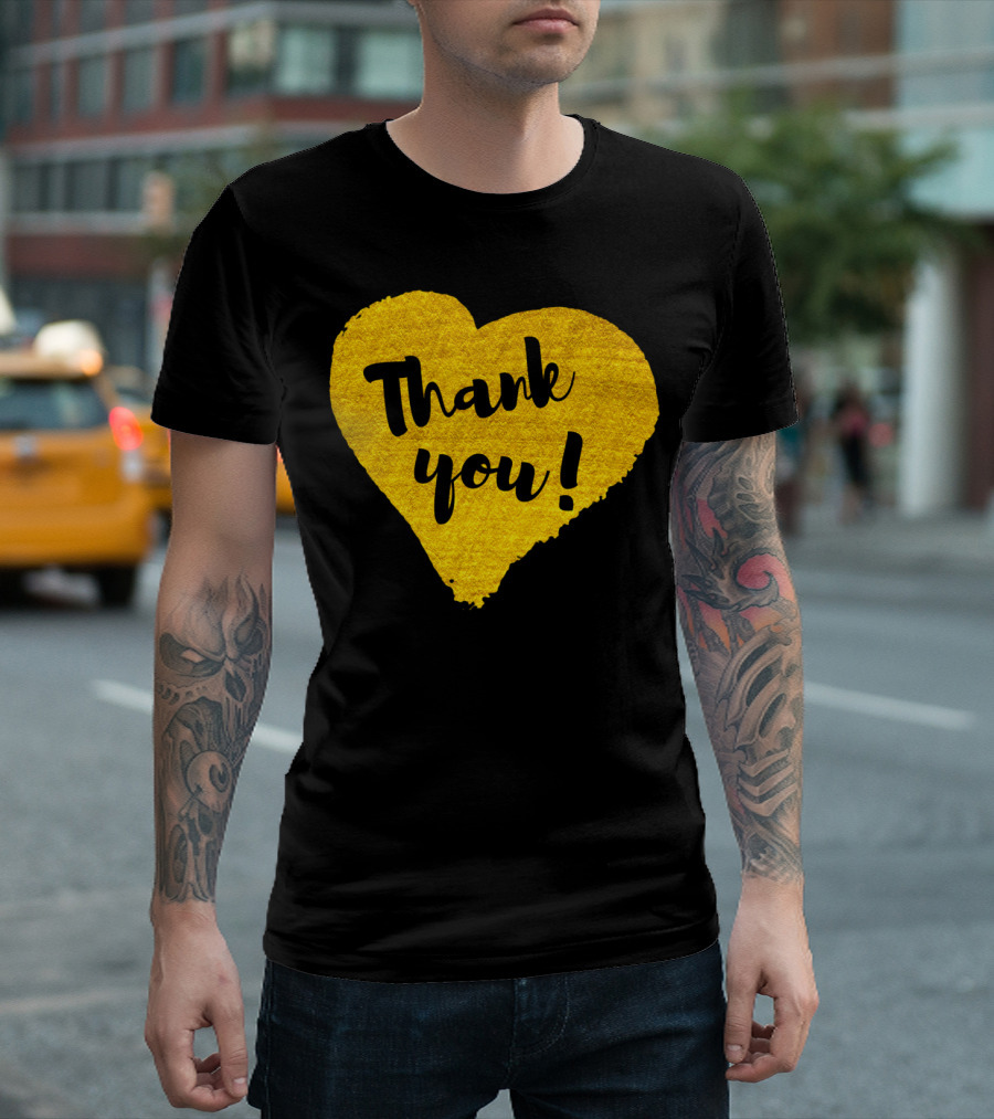 Thank You Gold Heart Hand Drawn T-Shirt