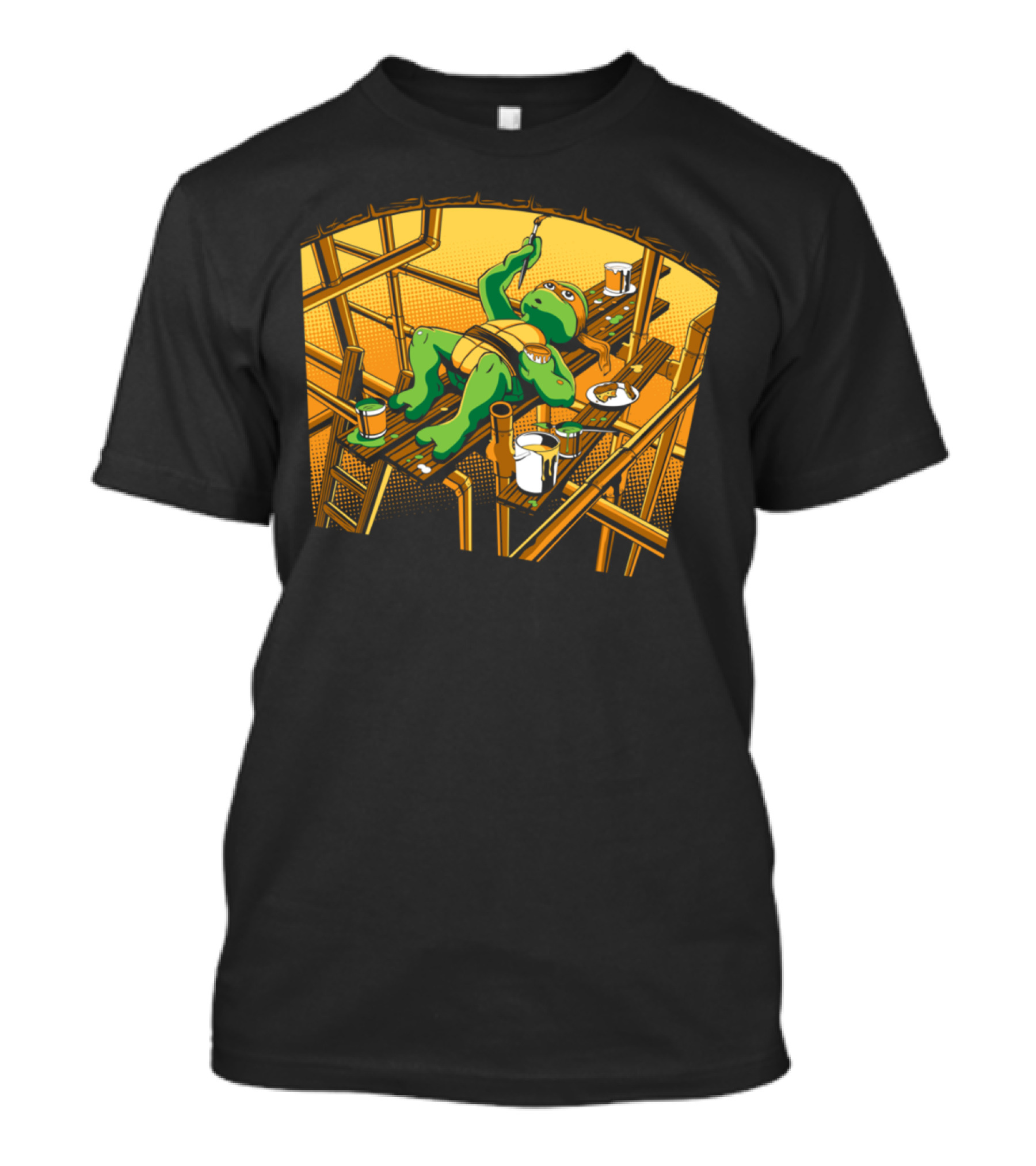 Michelangelo Ninja Turtle Painting Sewer Ceiling T-Shirt