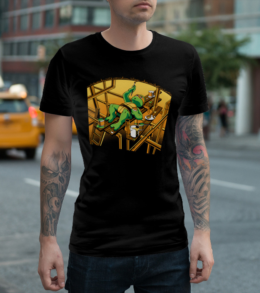 Michelangelo Ninja Turtle Painting Sewer Ceiling T-Shirt