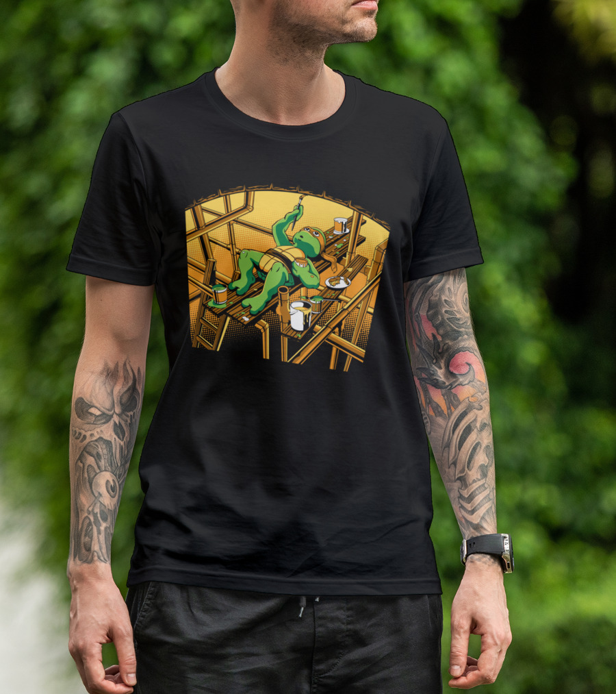 Michelangelo Ninja Turtle Painting Sewer Ceiling T-Shirt