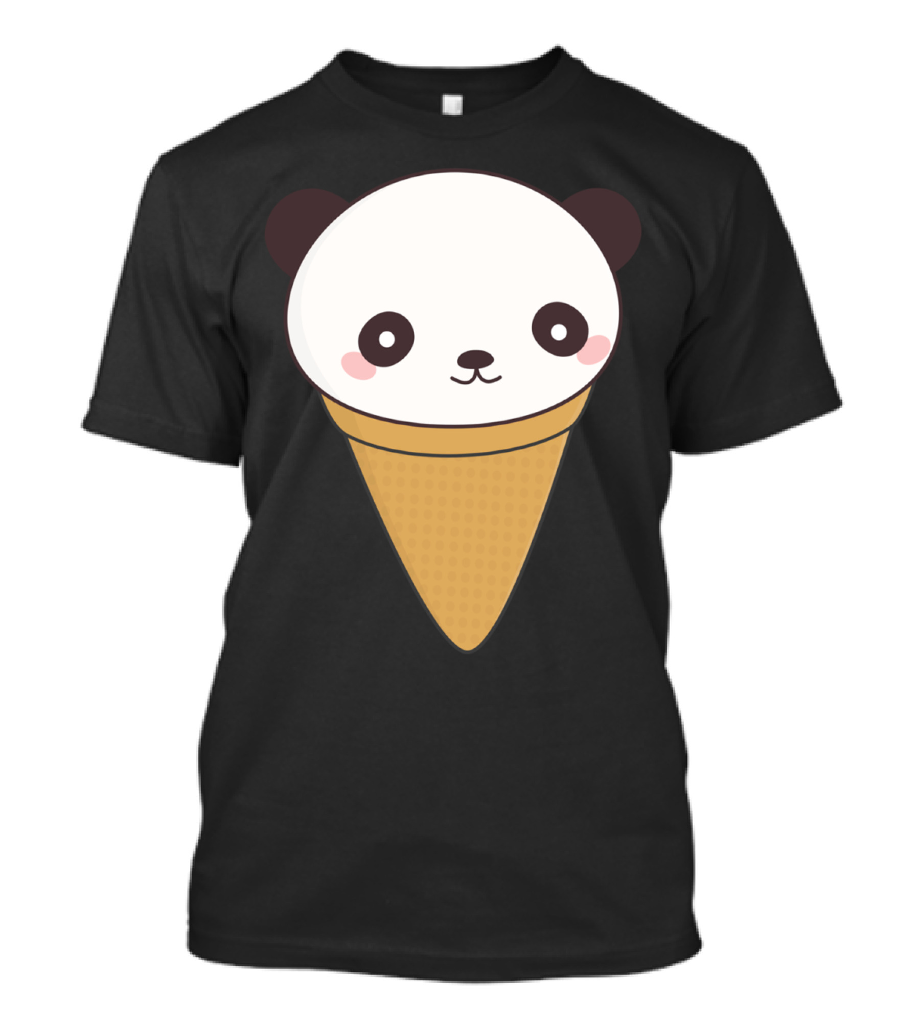 Kawaii Panda Ice Cream Cone Face T-Shirt