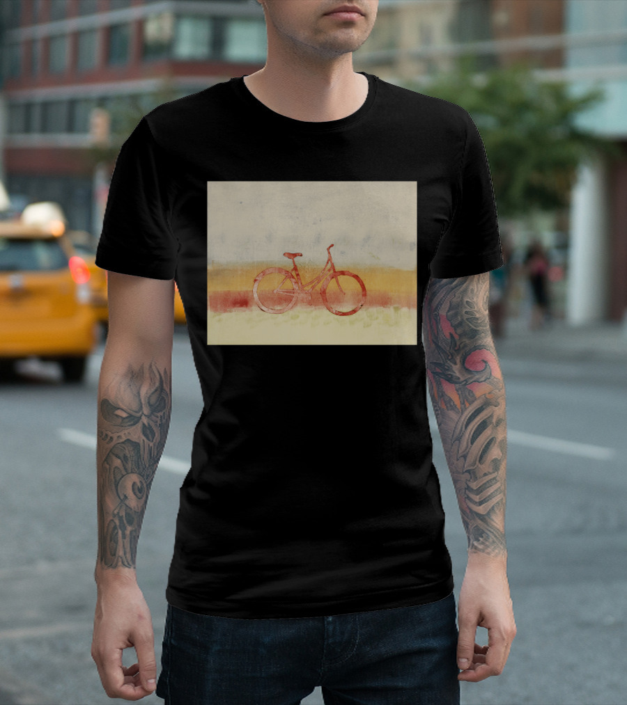 Bicycle Watercolor Landscape T-Shirt