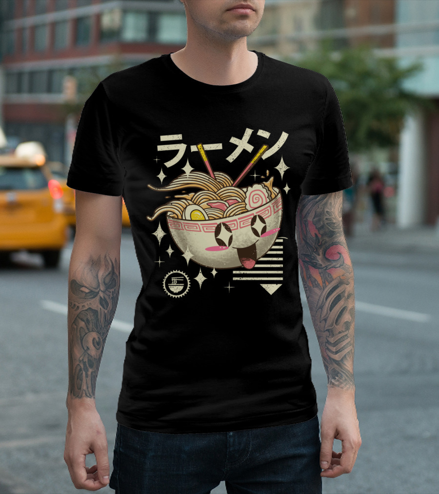 Kawaii Ramen Kawaii Face Bowl with Noodles and Egg T-Shirt