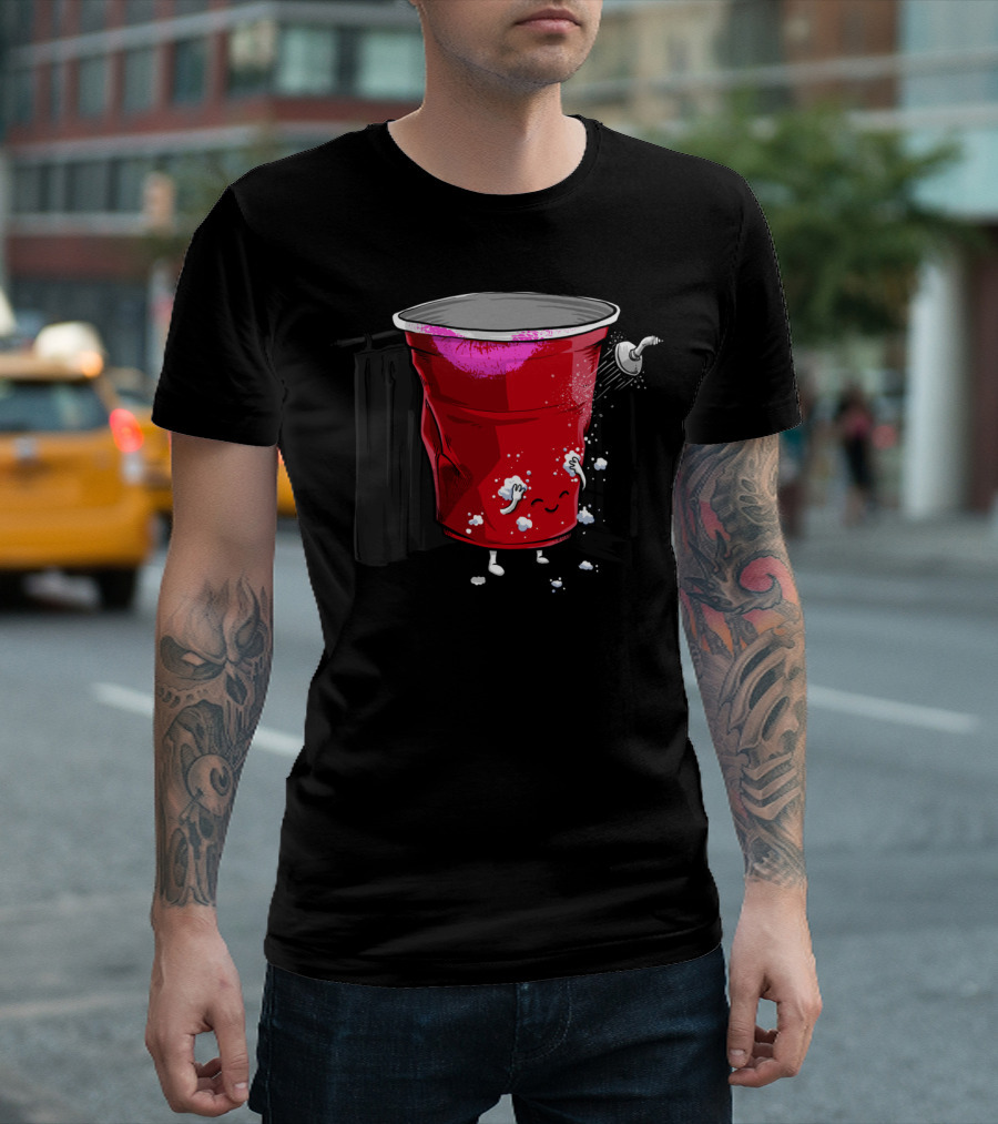 After Party Shower Red Cup With Lipstick Kiss T-Shirt