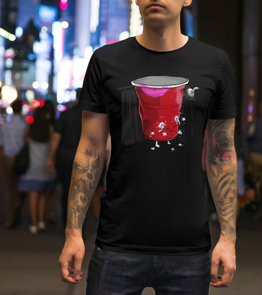After Party Shower Red Cup With Lipstick Kiss T-Shirt
