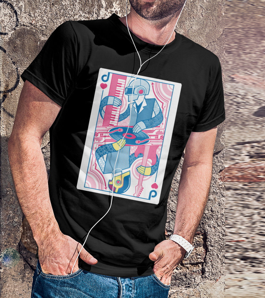 DAFT KING Playing Card DJ Robot T-Shirt