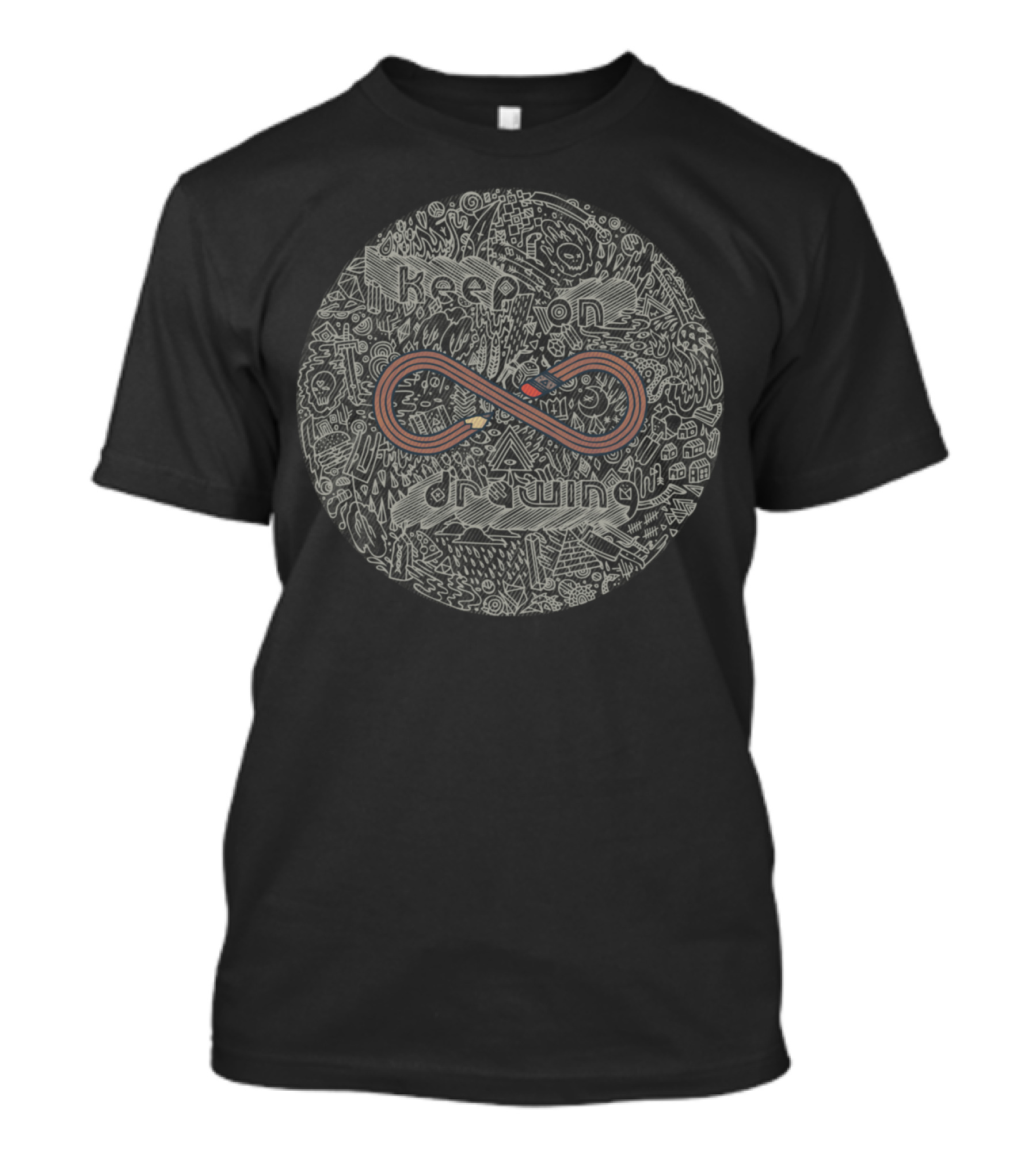 Keep On Drawing Infinity Doodle Circle T-Shirt