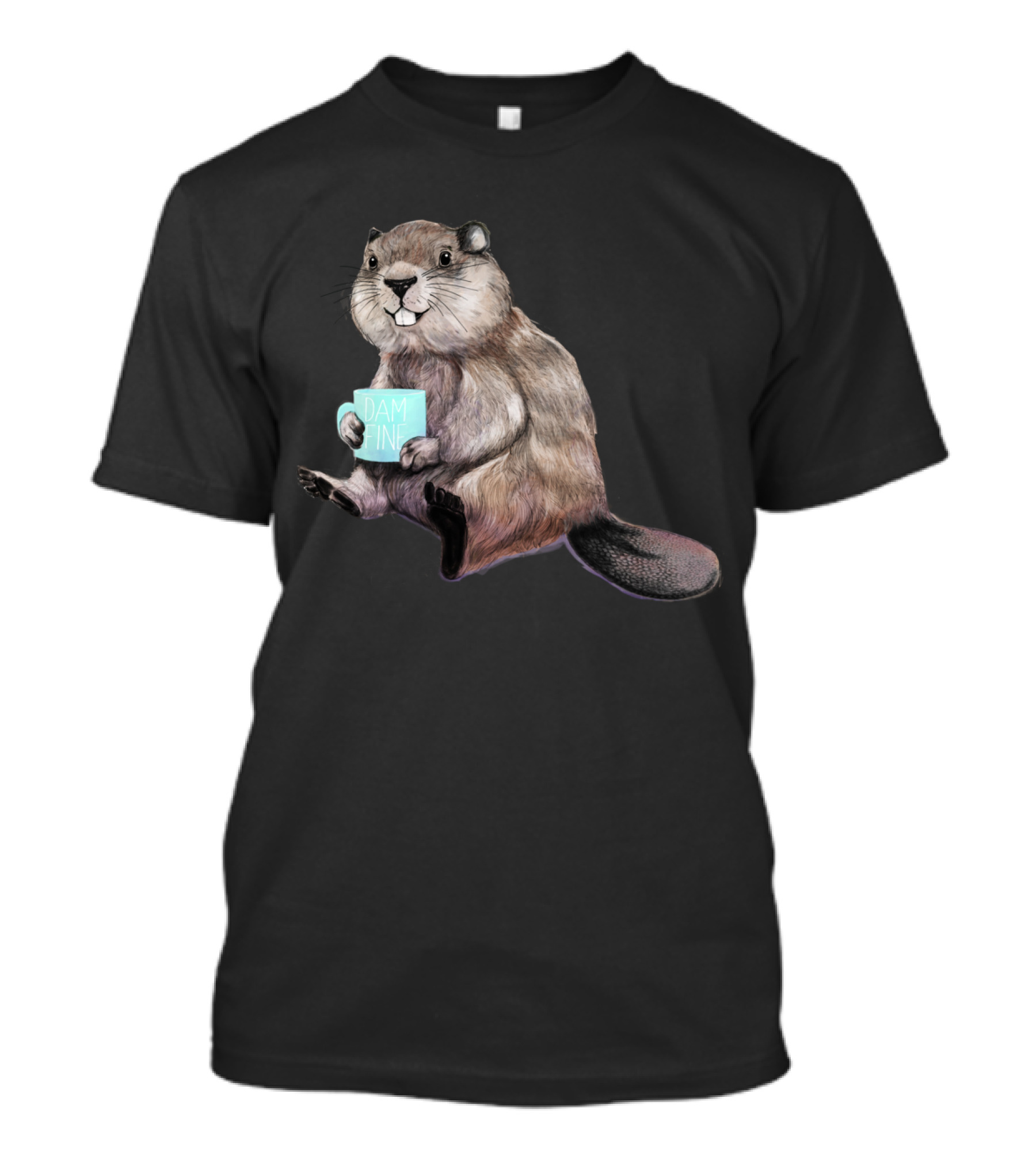 Dam Fine Coffee Beaver Holding Mug T-Shirt