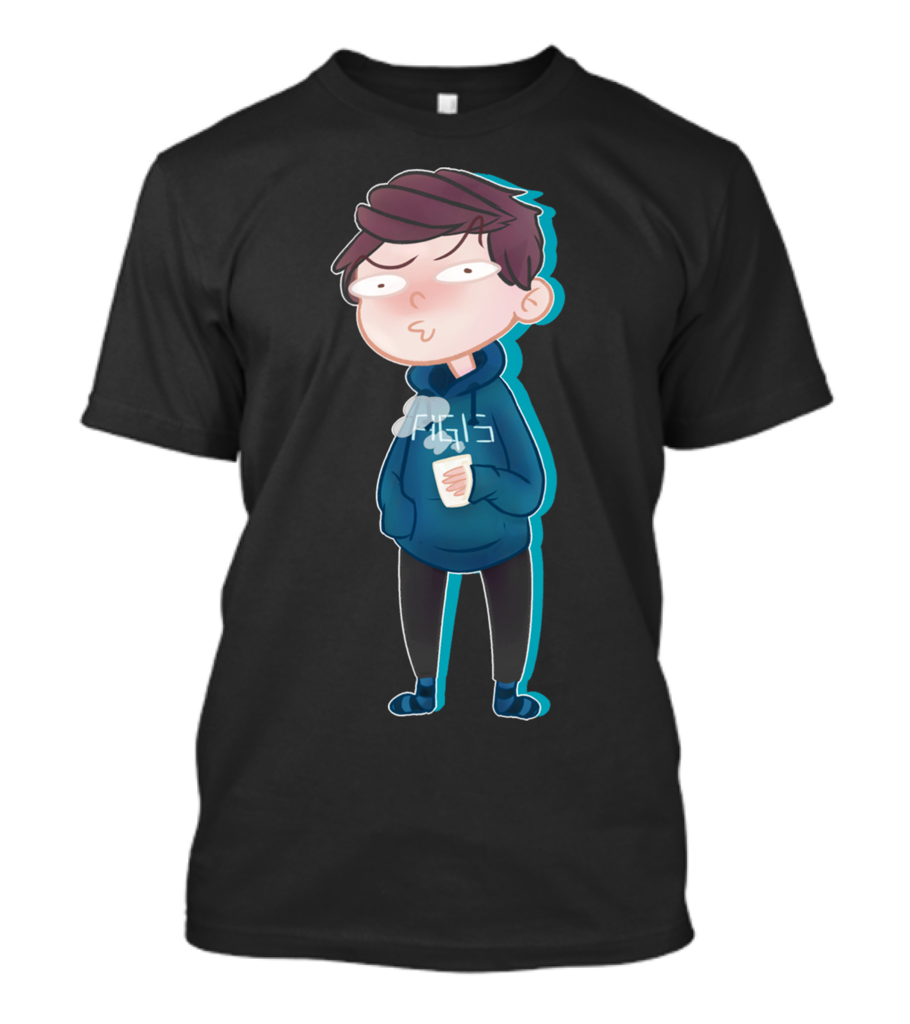 Agis Phone Cartoon Character With Coffee Cup T-Shirt