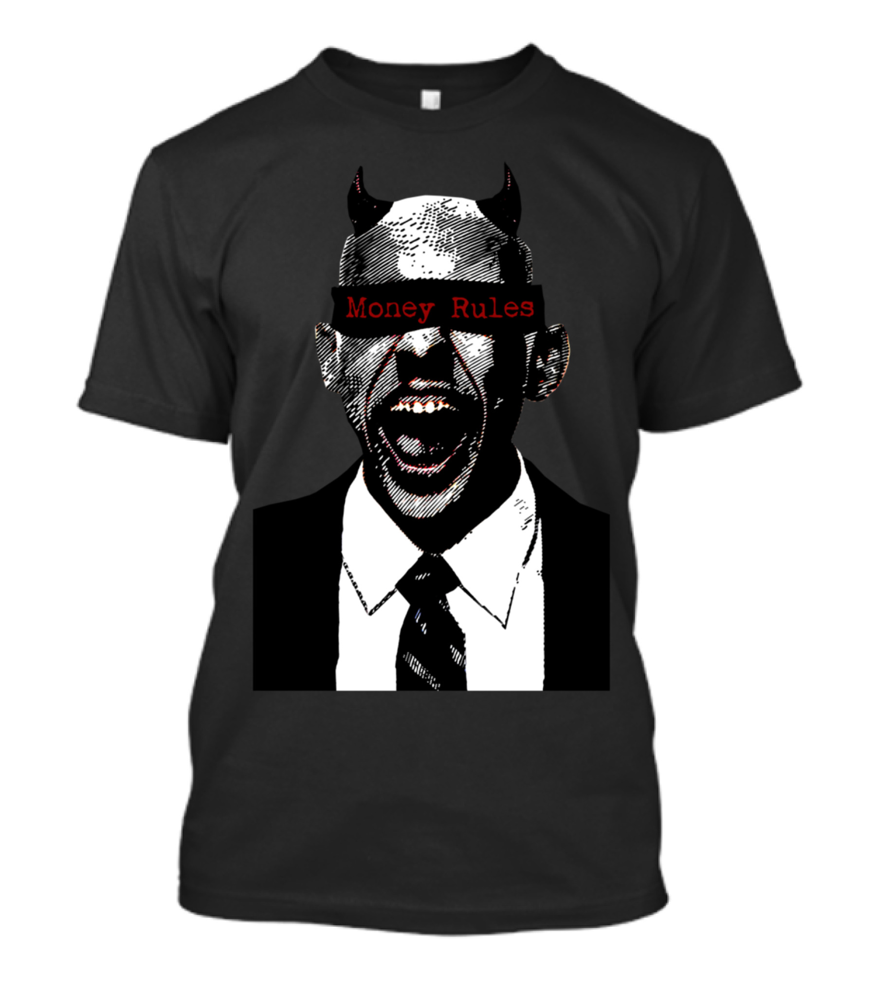 Money Rules Anti Capitalism Devil Horns Scream T-Shirt