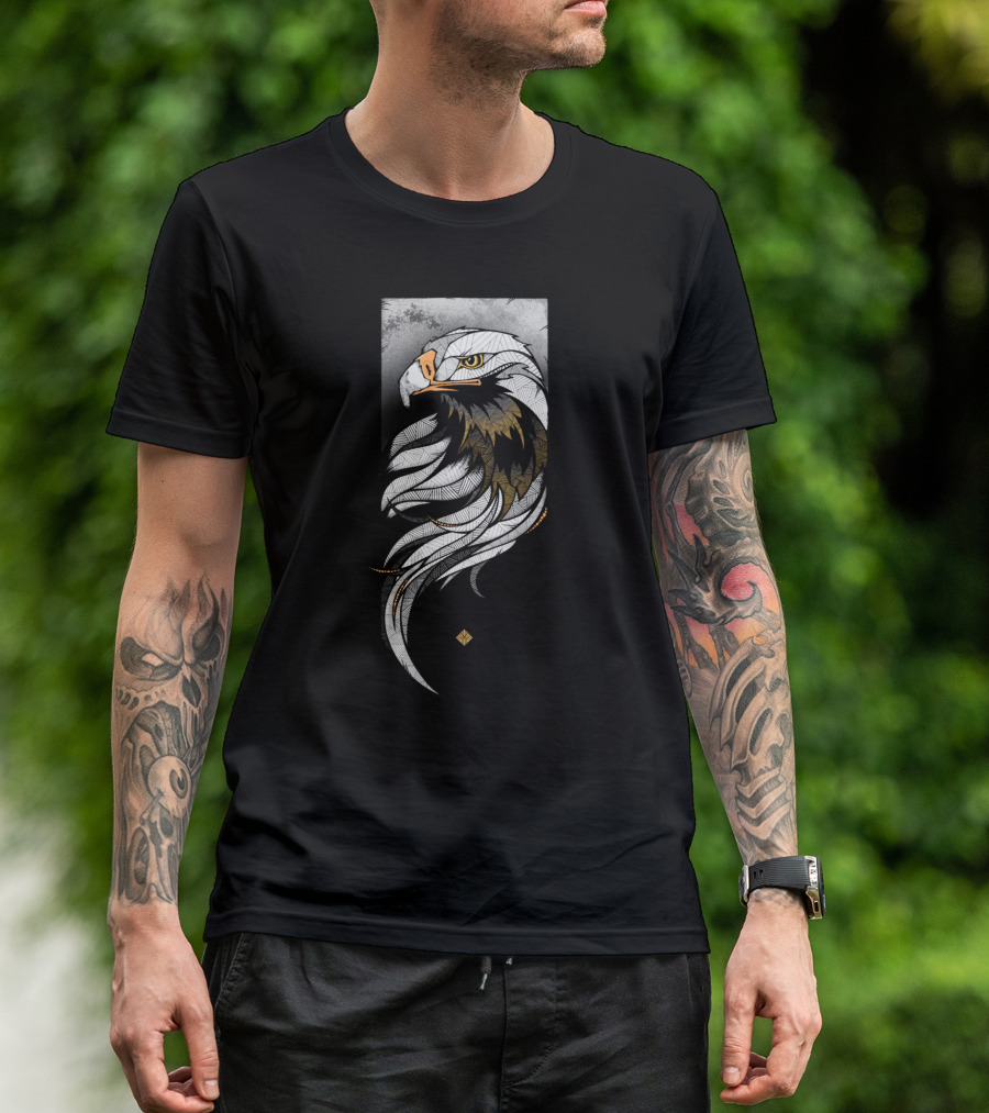 Eagle Intricate Feathers And Bold Gaze Artistry T-Shirt