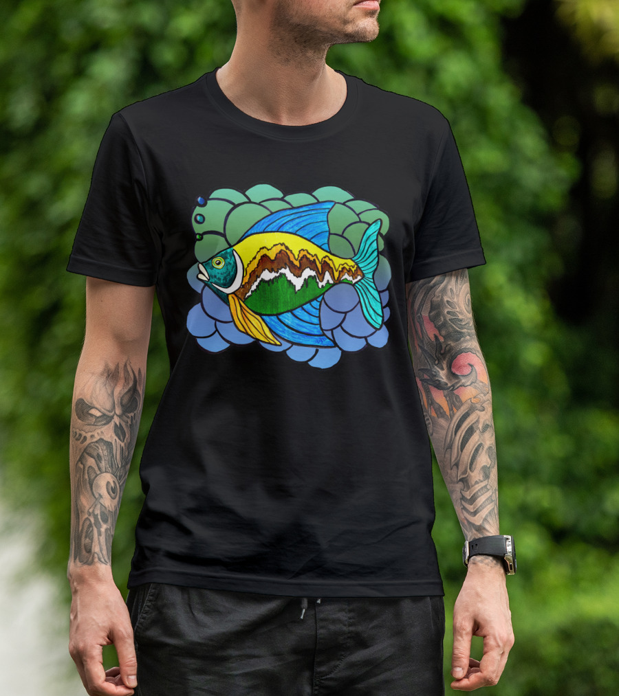 Big Fish Colorful Abstract Ocean T-Shirt