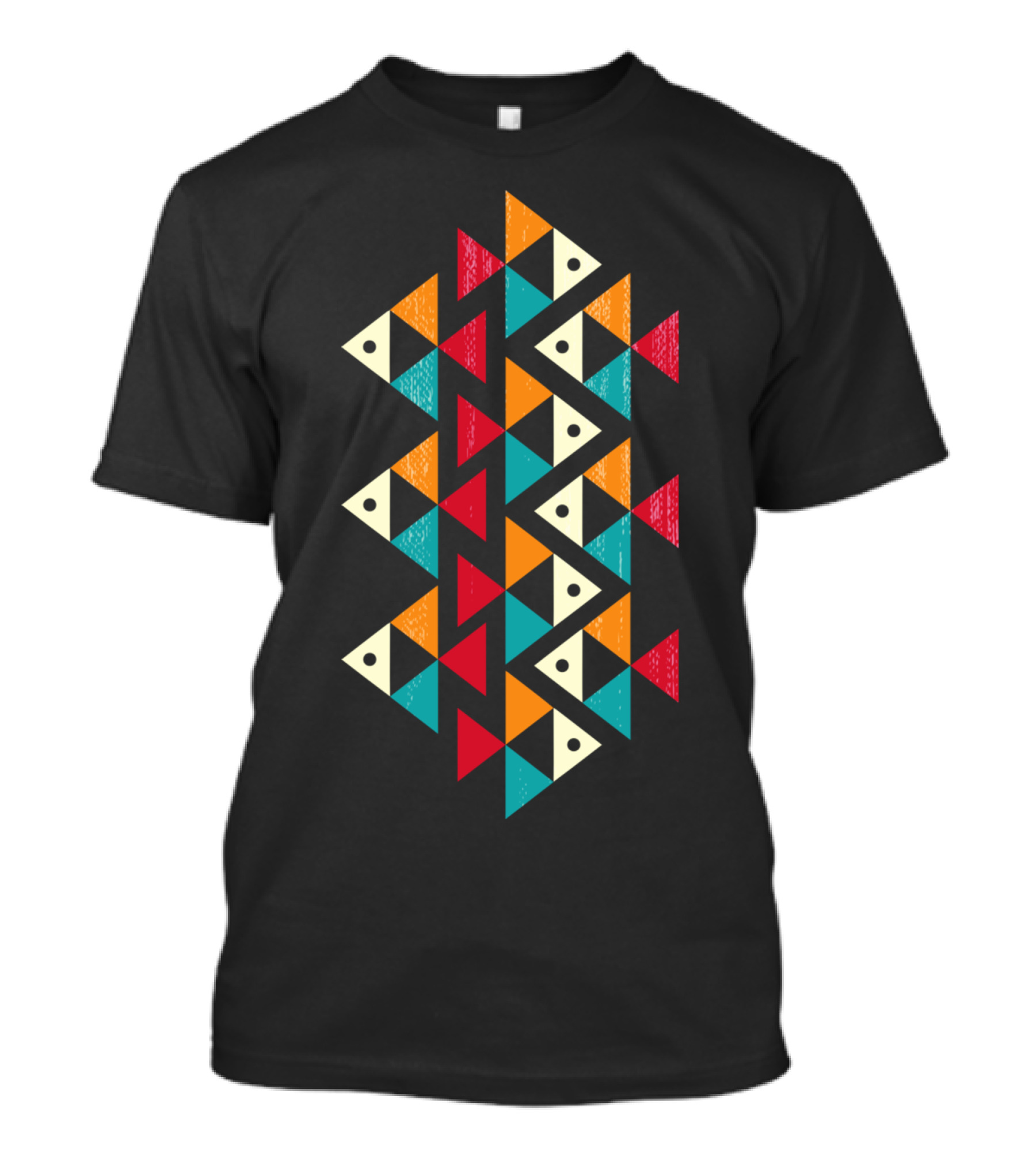 Fish Geometric Pattern Multicolor Triangles T-Shirt