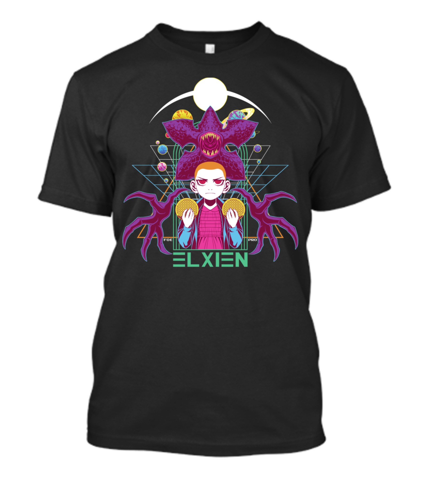 The Waffle Chronicles Elxien Foe Pro Version Alien Planetary Geometry T-Shirt