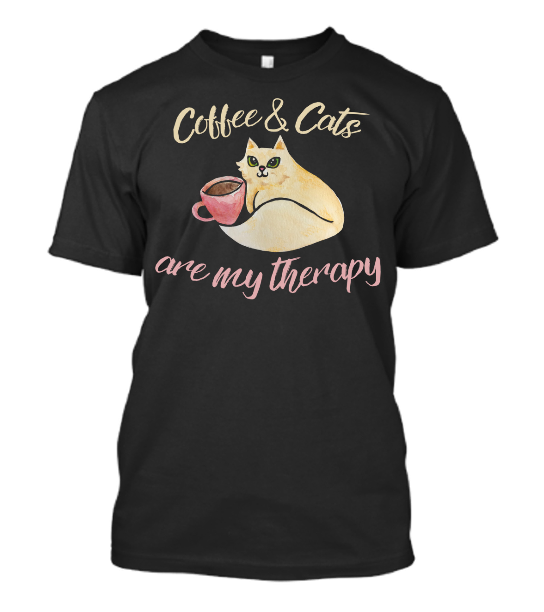 Coffee And Cats Are My Therapy Cozy Feline Comfort T-Shirt