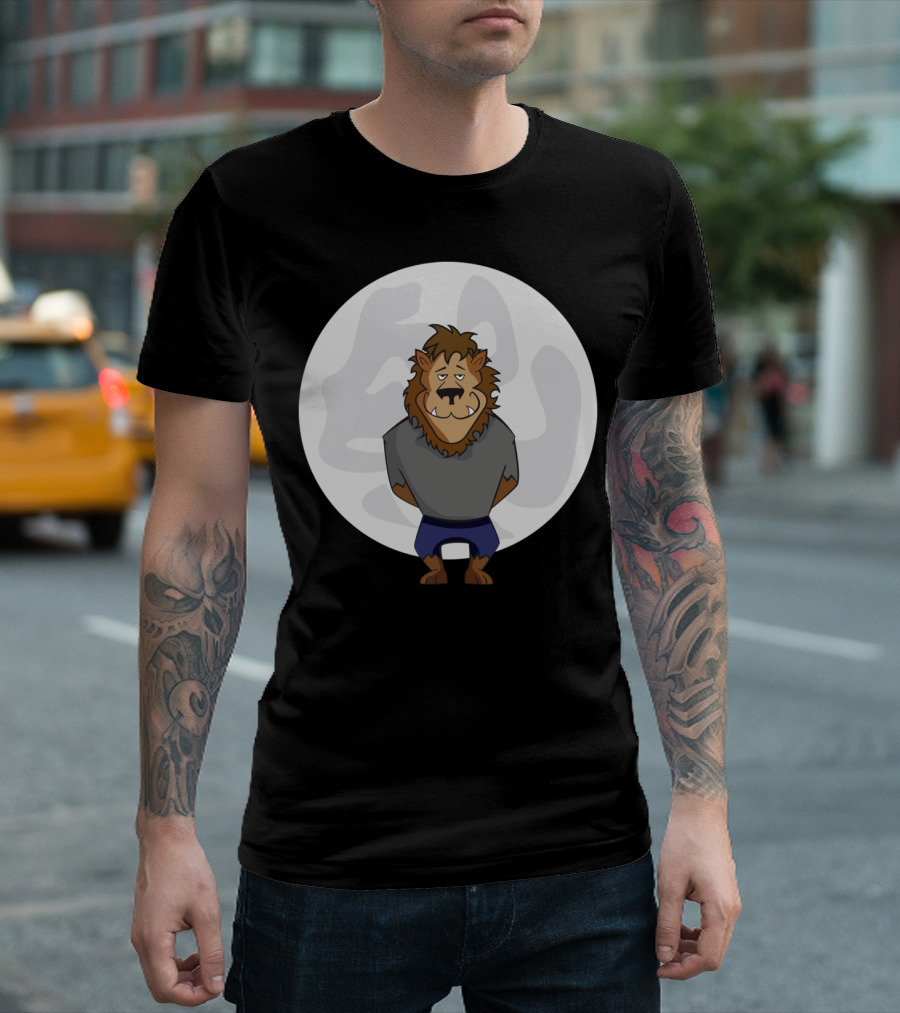 The Wooly Wolfman Moonlit Cartoon Character T-Shirt