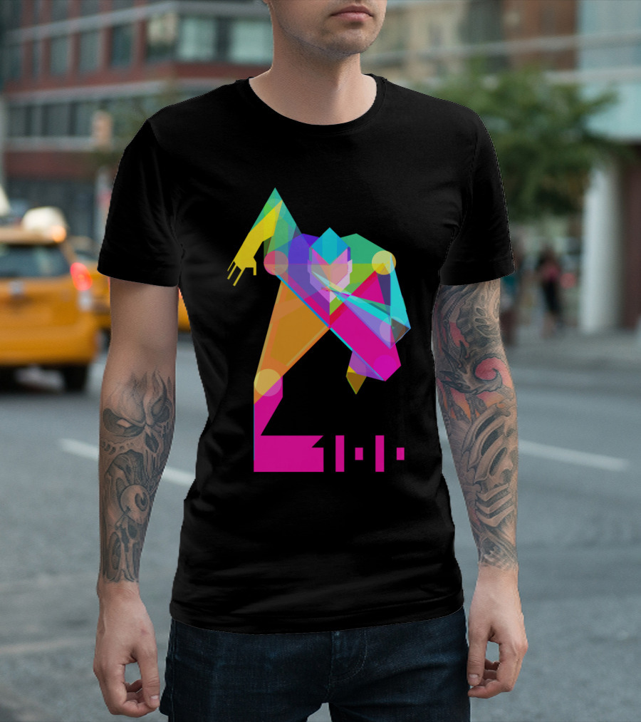 100m Sprint Geometric Runner Vibrant Colors T-Shirt