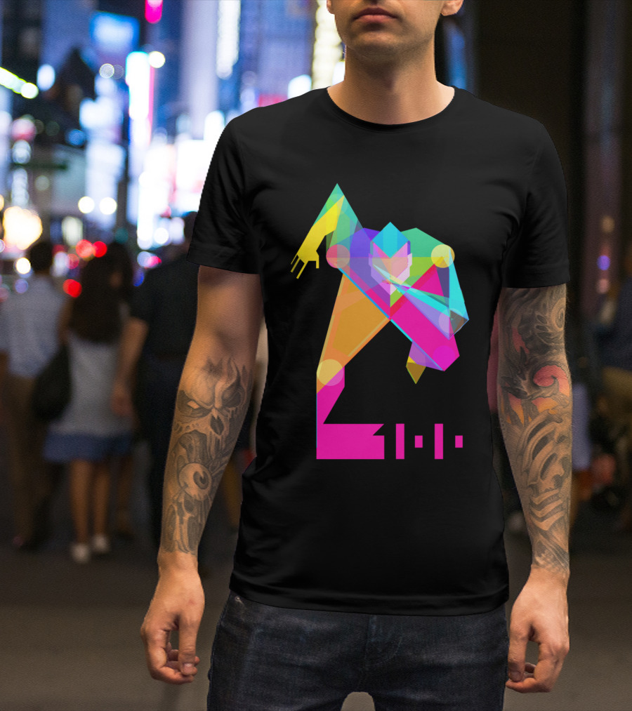 100m Sprint Geometric Runner Vibrant Colors T-Shirt